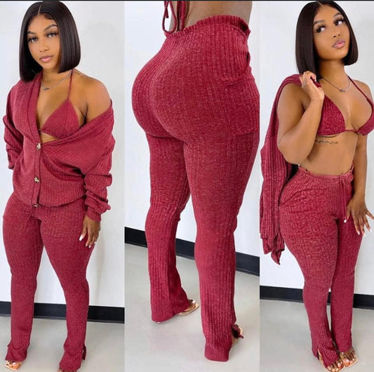 3pc Burgundy Set
